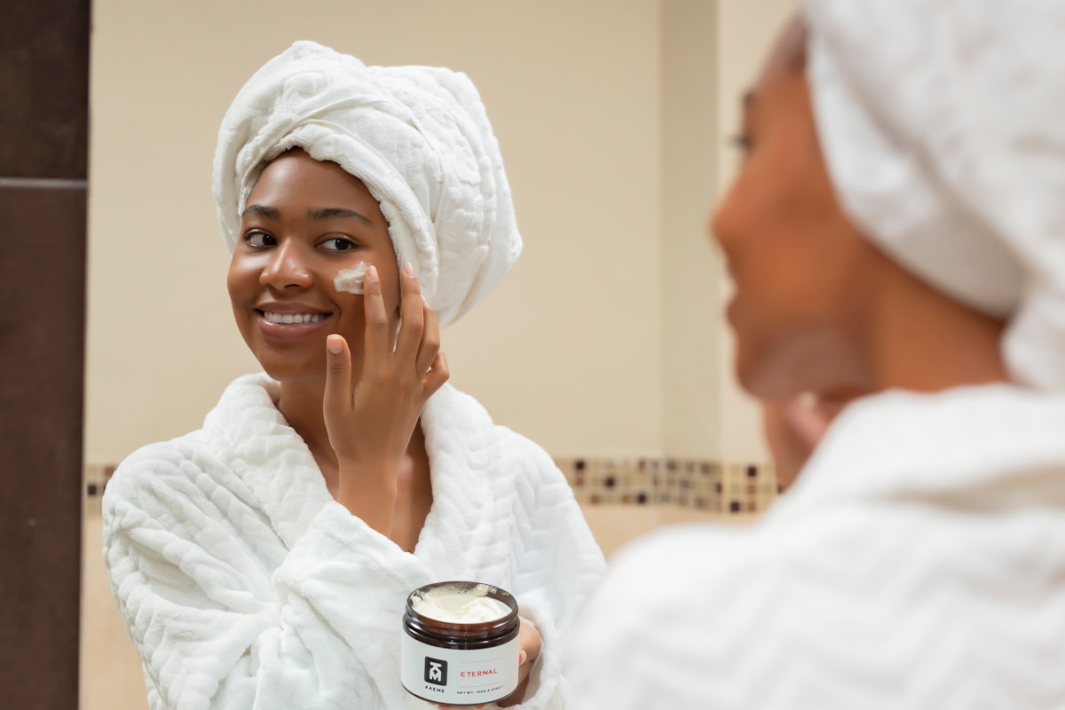 Hydrating face cream application